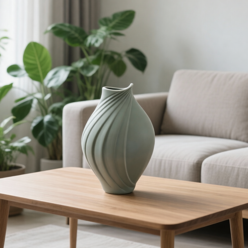 Modern Swirl Cut Ceramic Vase
