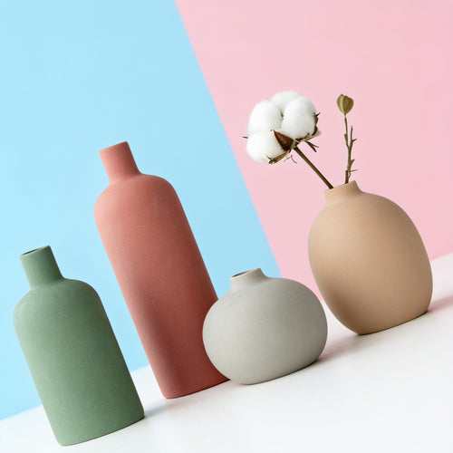 Elegant Matte Earth Tone Vase Set of 4