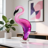 Elegant Flamingo Pink Art Glass Figurine