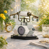 Vintage Crystal Block Rotary Telephone Showpiece