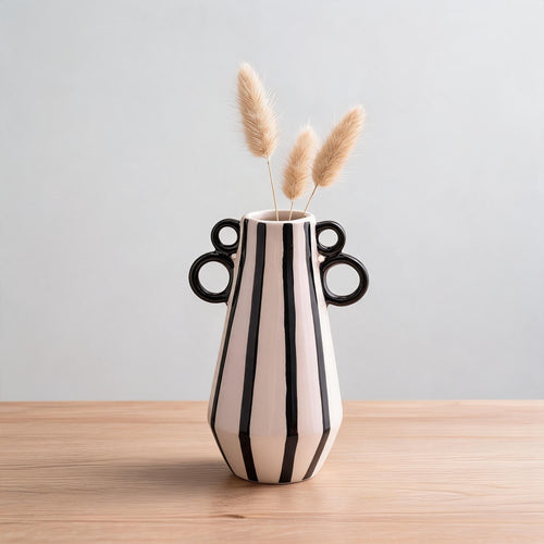 Modern Monochrome Striped Vase