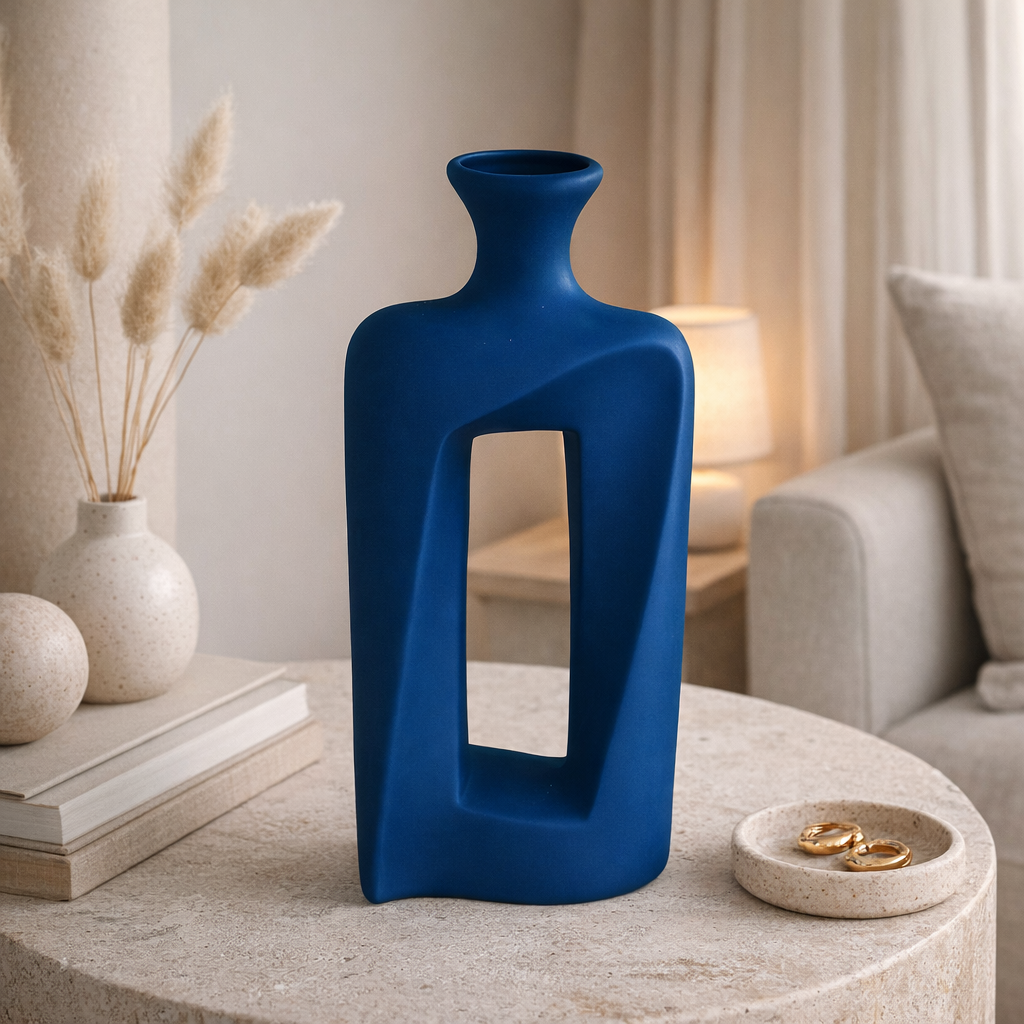 Elegant Eclipse Hollow Ceramic Vase