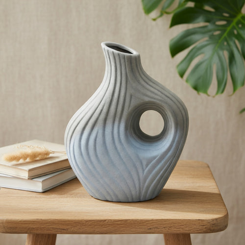 Modern Grey Abstract Cutout Vase