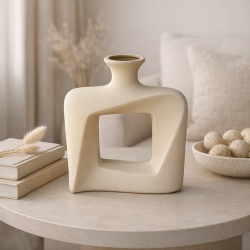 Elegant Hollow Geometric Ceramic Vase