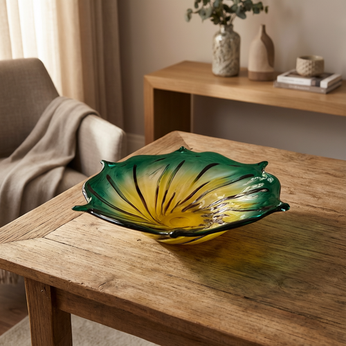 Elegant Solis Swirl Art Glass Centerpiece Bowl
