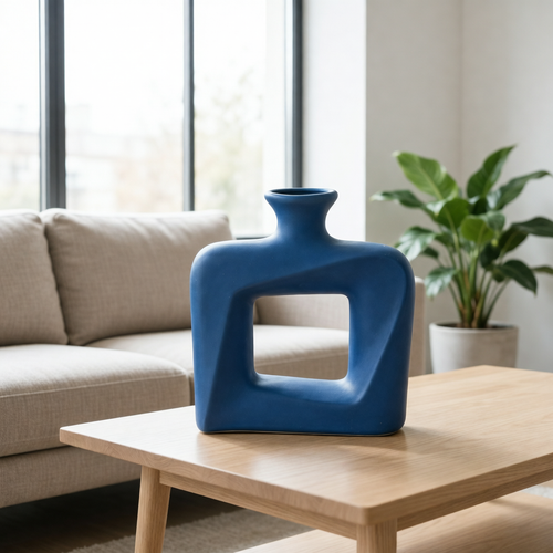 Elegant Hollow Geometric Ceramic Vase