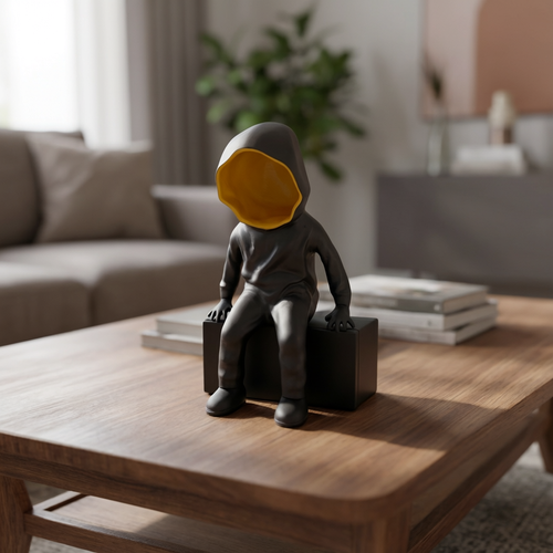 Minimalist Silent Watcher Hooded Man Statue