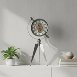 Modern Silver Metal Tripod Desk Clock