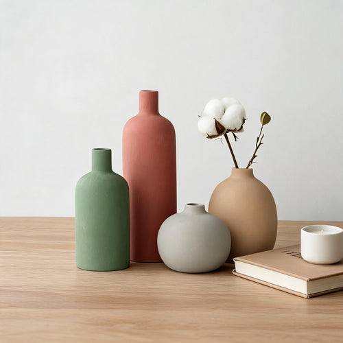 Elegant Matte Earth Tone Vase Set of 4