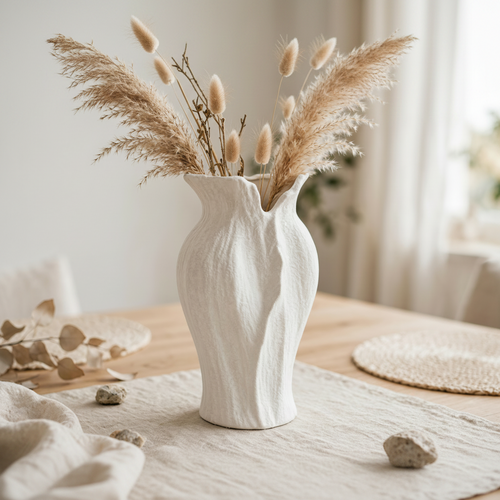 Modern Textured White Lily Vase