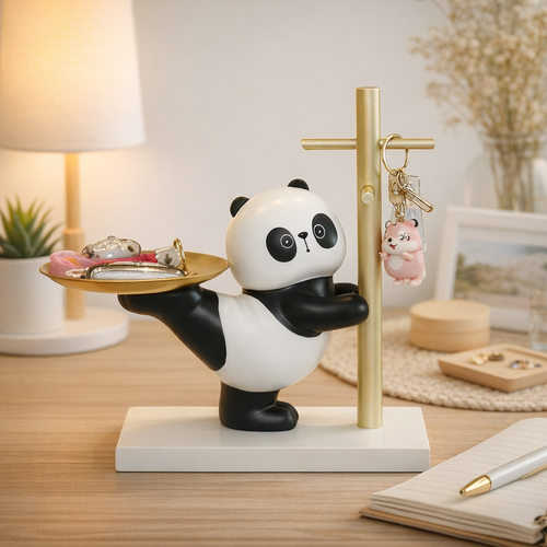 Elegant Hanging Panda With Tray & Key Post