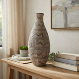 Rustic Geometric Textured Ceramic Vase