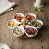 Revolving Server with 6 Removable Bowls & Wooden Center Stand
