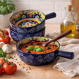 Imperial Blue Soup and Serving Bowl with Handle 9 Inch