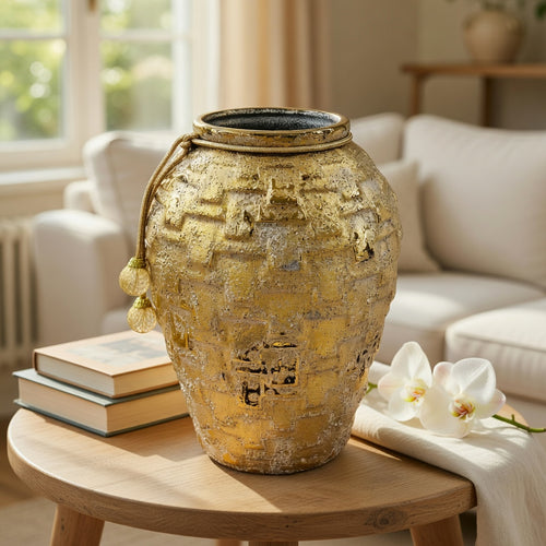 Vintage Imperial Gold Textured Urn Vase