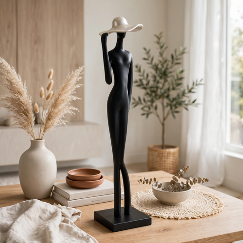 Modern Abstract Lady in Sun Hat Figurine
