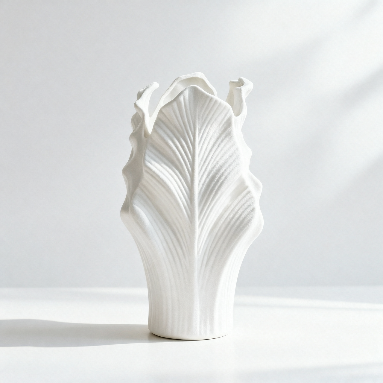 Modern Textured White Leaf Vase