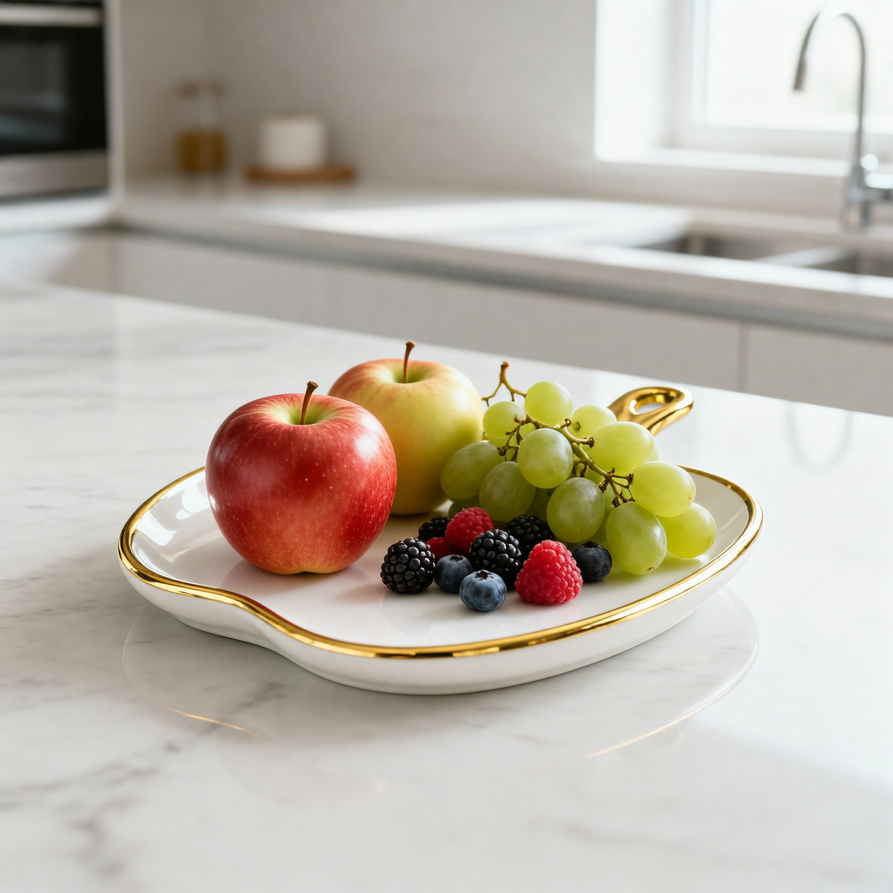 Modern Apple Shaped Ceramic Serving Platter 7 inch