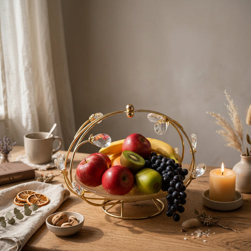 Elegant Crystal Gold Serving Platter