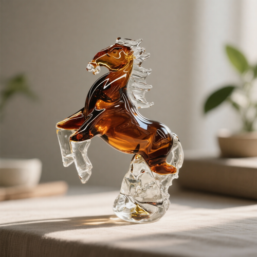 Elegant Glass Rearing Horse Figurine