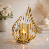 Golden Flame Glass Candle Holder
