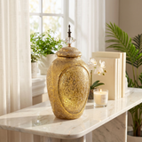 Luxury Antique Gold Textured Vase with Lid