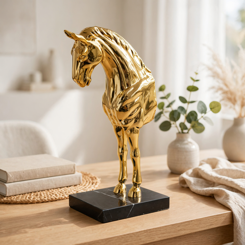 Luxury Metallic Gold Horse Figurine