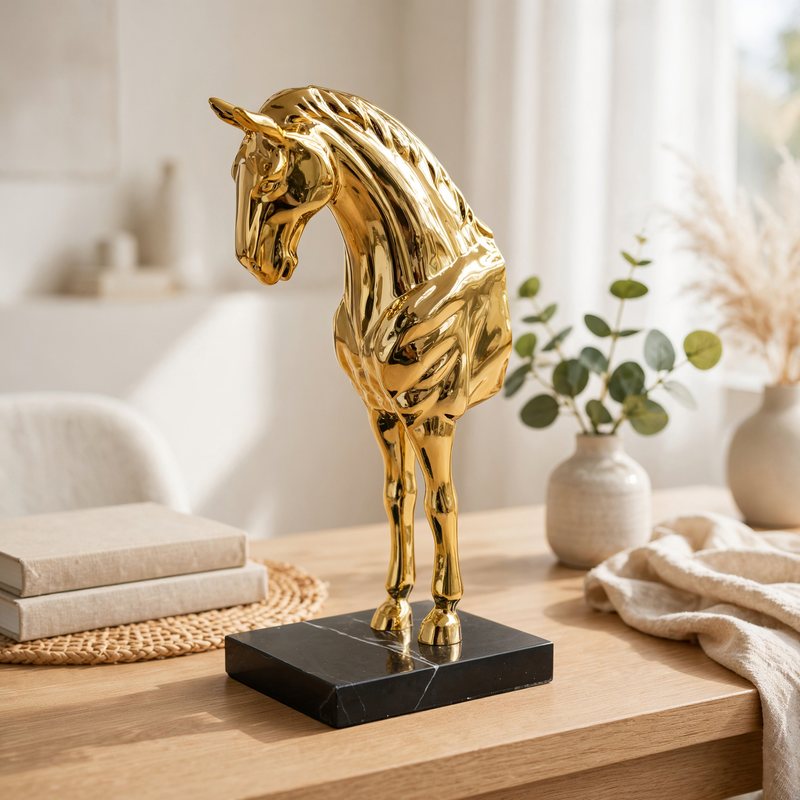 Luxury Metallic Gold Horse Figurine