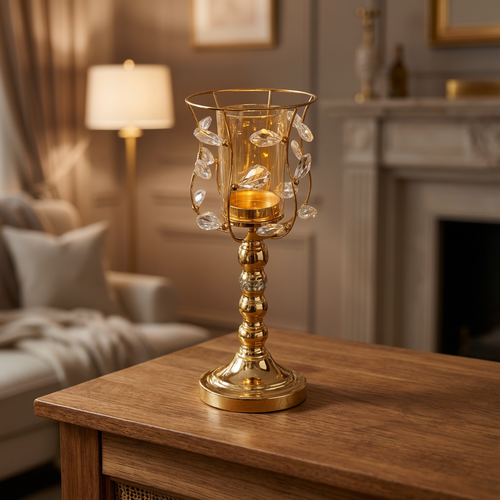 Luxury Gold Crystal Goblet Candle Stand