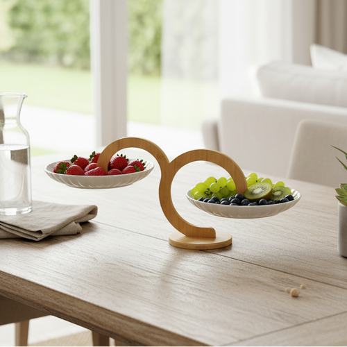 Luxury 2 Tier Serving Platter with Bamboo Stand