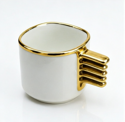 Gold Rim Dipping Sauce Set of 6 with Caddy Holder