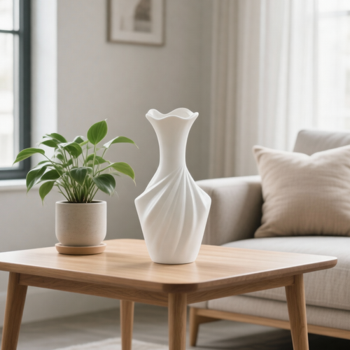 Modern White Swirl Ceramic Vase