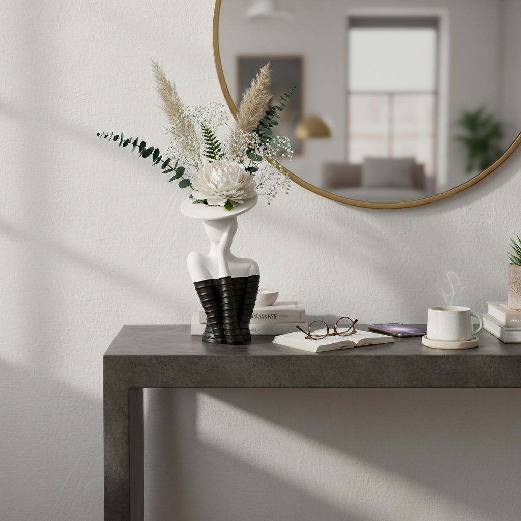 Modern Black and White Female Vase