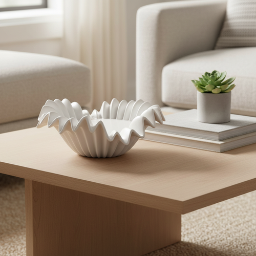 Modern White Pleated Wave Centerpiece