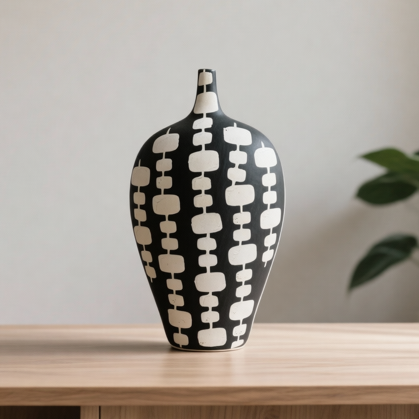 Modern Geometric Dotted Ceramic Vase