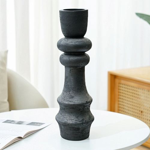 Textured Black Sculptural Vase