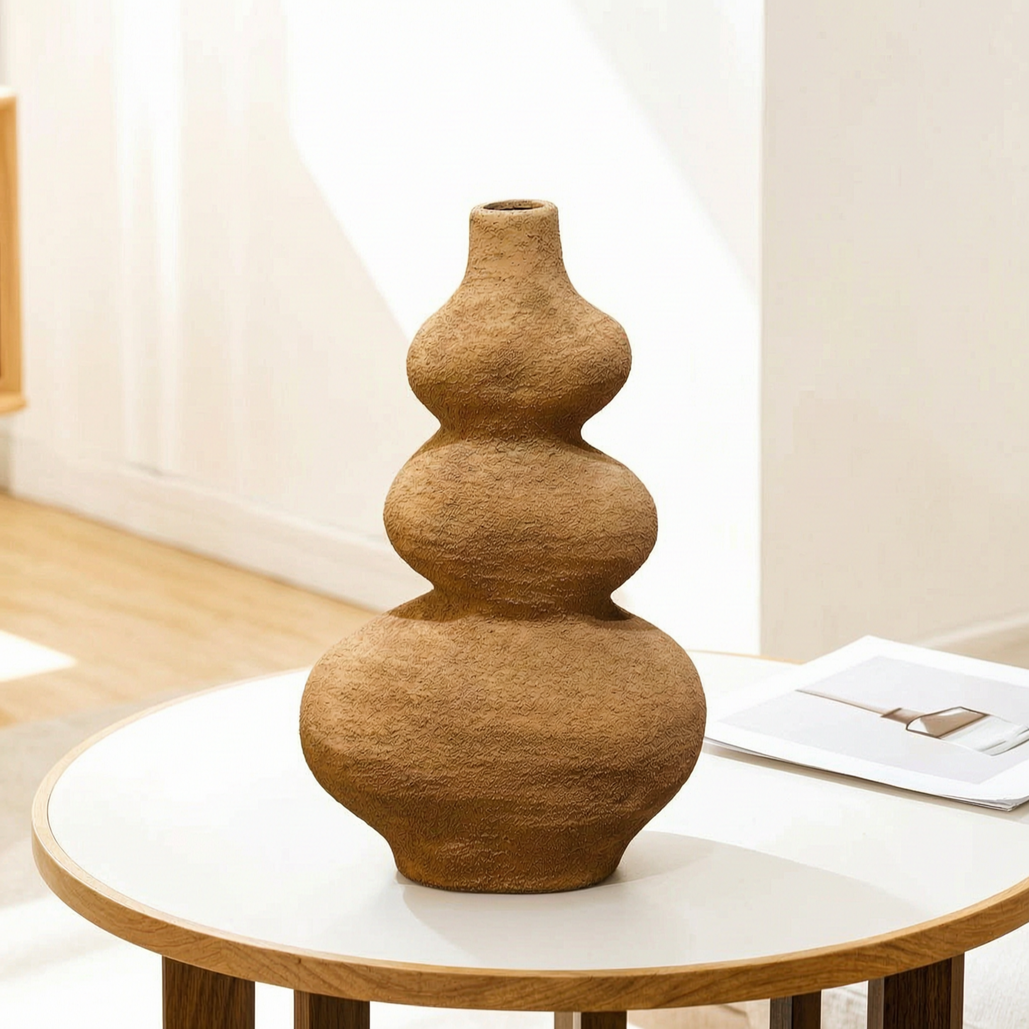 Textured Terracotta Tone Abstract Vase