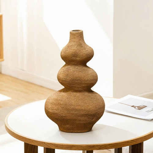 Textured Terracotta Tone Abstract Vase