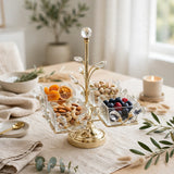 4 Bowl Gold & Crystal Botanical Serving Caddy
