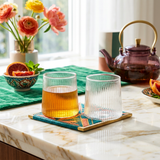 Elegant Ribbed Conical Glass Set of 6