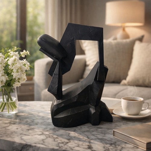 Noir Cubist Geometric Figurine