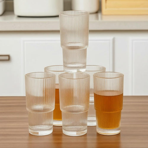 Artisan Fluted Highball Glassware Set of 6