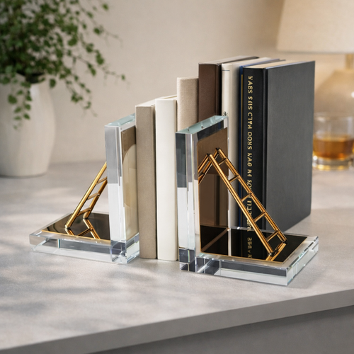 Luxury Crystal & Gold Ladder Bookends