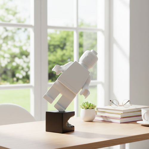 Blockman Matte White Pop Art Sculpture