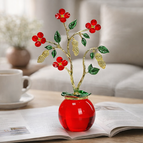 Artisan Crystal Flower & Peanut Tree Showpiece