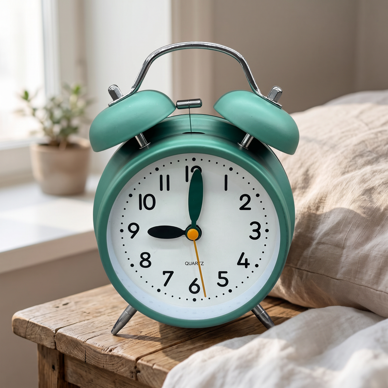 Retro Twin Bell Analog Desk & Alarm Clock