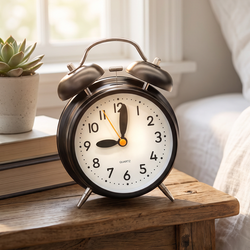 Retro Twin Bell Analog Desk & Alarm Clock