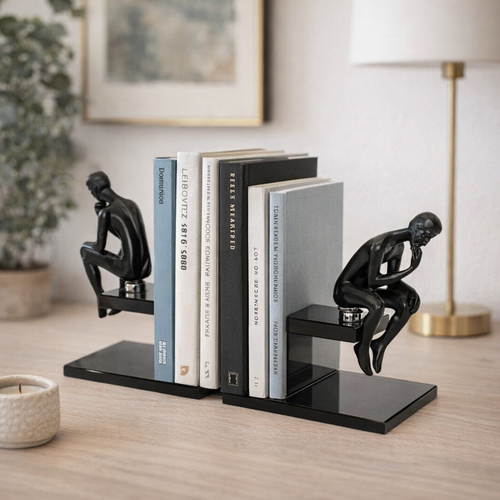 The Thinker Smoked Glass Bookends