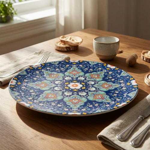 Handcrafted Turkish Iznik Ceramic Plates – Cobalt & Teal Floral Pattern