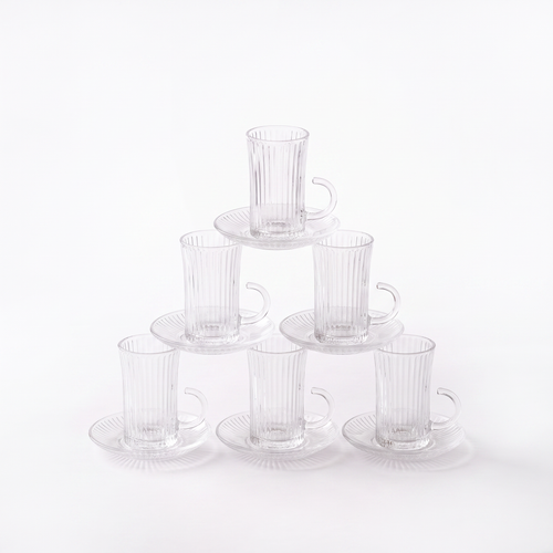 Artisan Ribbed Crystal Glass Tea & Espresso Set of 6